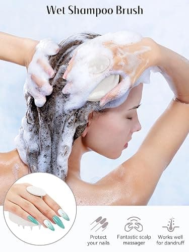HEETA Scalp Massager Hair Growth, Soft Silicone Scalp Scrubber Shampoo Brush for Exfoliation, Dandruff Removal & Head Massage Stress Relax, Wet & Dry Use for Thick, Thin Hair Care, Wheat Straw Beige thumbnail 3