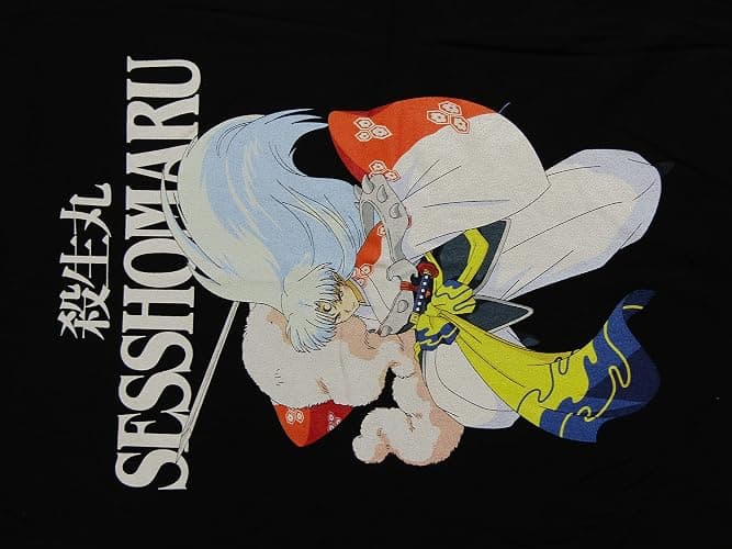 Inuyasha Manga Series Sesshomaru Character with Kanji Black Graphic Tee thumbnail 2