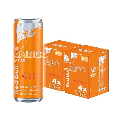 Red Bull Amber Edition Energy Drink, Strawberry Apricot, 114mg Caffeine, 12 fl oz, Pack of 8 Cans - Image 1