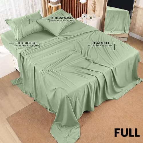 Utopia Bedding Full Sheet Set – 4 Piece Bed Sheets for Full Size Bed, Soft and Breathable Microfiber, Includes 1 Fitted Sheet, 1 Flat Sheet and 2 Pillowcases (Sage) thumbnail 3