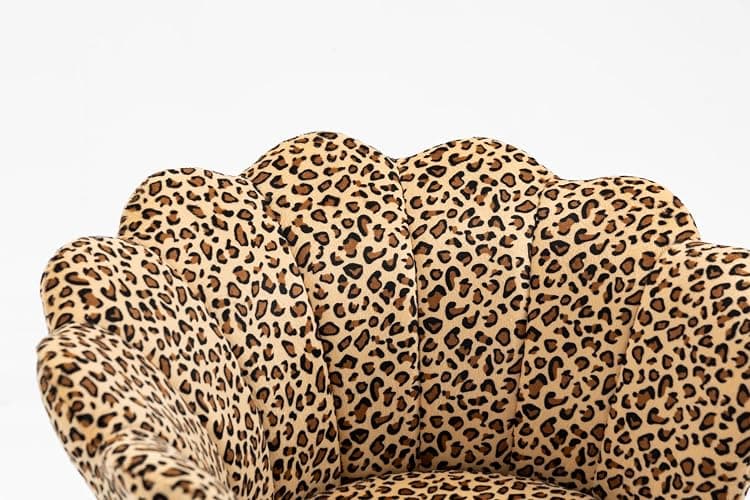 ZOBIDO Comfy Home Office Task Chair with Wheels, Cute Modern Upholstered Velvet Seashell Back Adjustable Swivel Vanity Desk Chair, for Women, for Girls, Living Room(Leopard Stripe) thumbnail 8