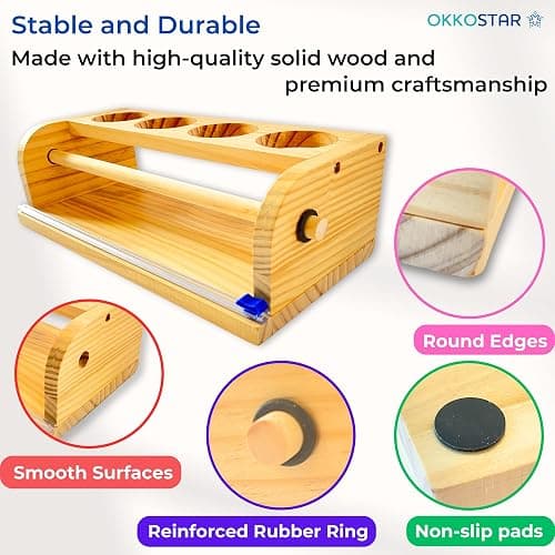 Wooden Tabletop Paper Roll Dispenser with Safety Sliding Cutter - Kids Art Easel with Roll of Paper (11.4”x 98.4ft)- Pencil Cups and Drawing Kit 30 Piece Set (Safety Sliding Cutter) thumbnail 8