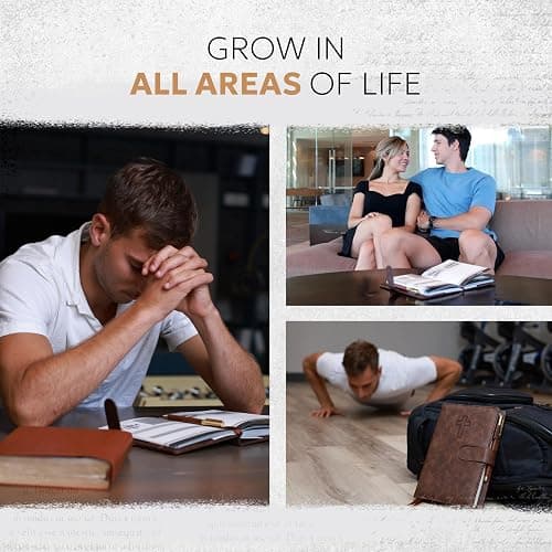 Prazoli Leather Christian Bible Prayer Journal For Men - Study Scripture Notebook & Planner Daily Devotional Undated | Religious Jesus Faith Gifts for Graduation, Pastor Baptism & Church, Cross thumbnail 8