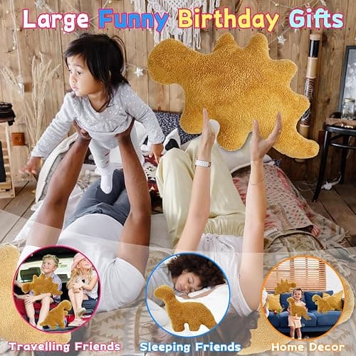 Isaacalyx Dino Nugget Pillow, 24 inch Large Soft Dinosaur Nuggets Pillow for Birthday Gifts, Dinosaur Theme Party Decorations (Stegosaurus,Large) thumbnail 4