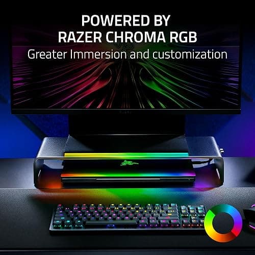 Razer Monitor Stand Chroma: 4 Port Hub - USB A 3.2, USB C 3.2, HDMI 2.0 - Ergonomic Height - Durable Aluminum Supports Up to 44 lbs - Organize Storage Shelf - Remappable RGB Buttons - Chroma RGB thumbnail 7