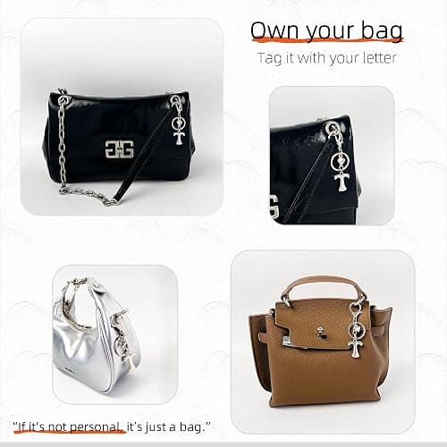 BydGxy Gold Bubble Heart, Cherry, Bow & More Designs Letter Initial Keychain Bag Charms – Cute Purse Charms for Handbags thumbnail 2