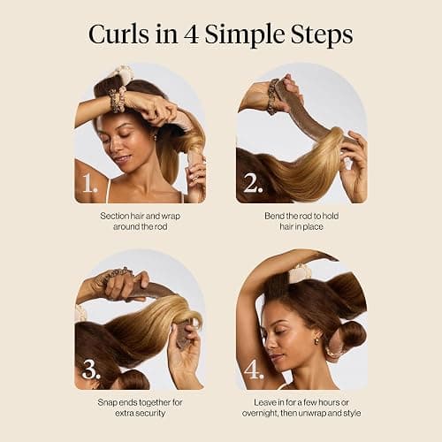 Kitsch XL Flexi Rods for Heatless Curls Overnight - Soft Velvet Hair Rollers for Women - Hair Curlers to Sleep In - Eucalyptus, 4pcs thumbnail 7