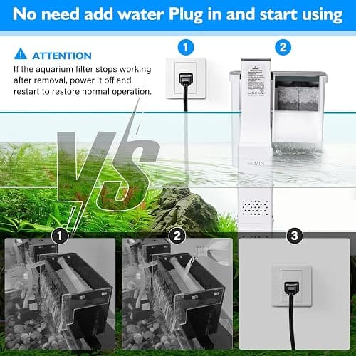 fishkeeper Aquarium Filter 5-20 Gallon Power Quiet Hang On Back Aquarium Filter Multi-Stage Filtration Fish Tank Filter Waterfall Hob Filter for Freshwater Saltwater (4W 132GPH) thumbnail 4