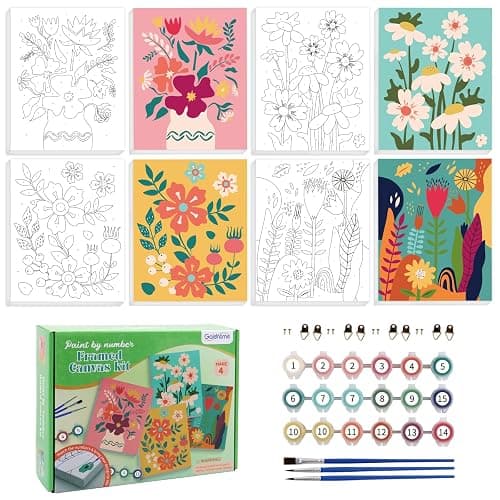 goldentime Framed Paint by Numbers for Adults and Kids Ages 8-12 - Easy to Paint by Number for Beginners, Flower Canvas Painting Kits Perfect for Gift Home Wall Decor 8 * 10inch - Image 1