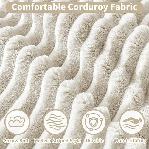 Sheng & Far 71" Loveseat Sofa with Storage Armrests & USB Charging Station | Storage Side Pockets, Sturdy Construction, Corduroy Fabric, White, for Living Room, Bedroom, Office, Apartment thumbnail 3