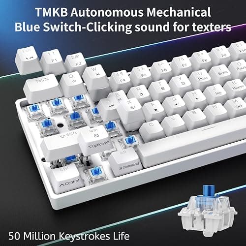 DIERYA 60% Mechanical Keyboard, DK61se Wired Gaming Keyboard with Blue Switches, LED Backlit Ultra-Compact 61 Keys Mini Office Keyboard for Windows Laptop PC Gamer Typist（White） thumbnail 3