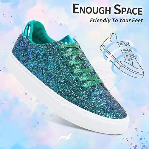 Jeekopeg Glitter Sparkly Fashion Sneakers Shoes Shiny Casual Shoes Bling Sequin Concert Low Cut Lace up Shoes thumbnail 7