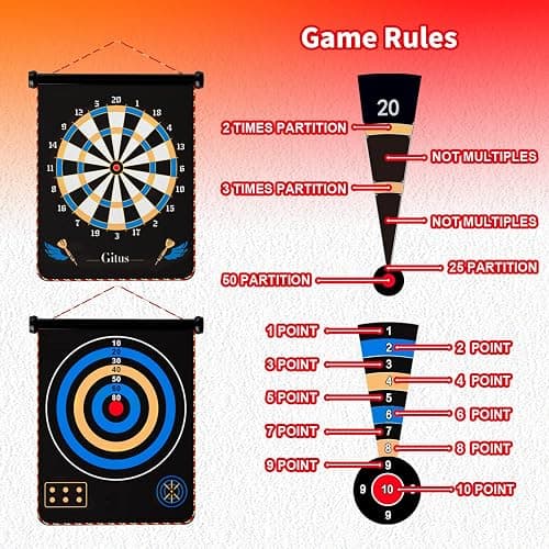 Gitus Magnetic Dart Board Indoor Outdoor Games for Kids with 12 Darts, Gifts for Teenage Boys Teen Boy Gift Ideas Gifts for Boys 8 9 10 11 12 13 14 Years Old Game Room Decor thumbnail 3