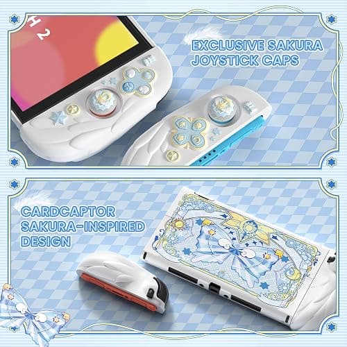 PlayVital Magic Wings Protective Case with Stand for Nintendo Switch 2 | Joycon Silicone Grips, PC Console Hard Shell, 2 Joystick Caps | Cute Animal Accessories Dockable Cover for Switch 2 - White thumbnail 4