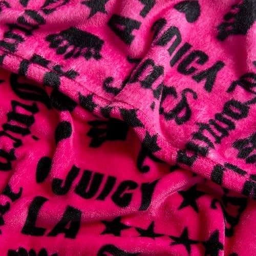 Juicy Couture Luxurious Throw Blanket for Couch - 50” x 70” Inches - Crown Royal Blanket - Plush & Cozy Throw Blanket - Decorative Blankets for Sofas, Throws for Chairs, and Beds – Hot Pink/Black thumbnail 5