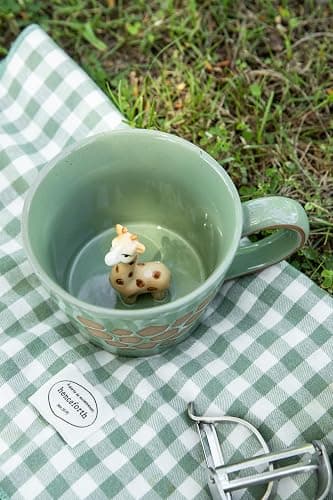 DIHOclub Giraffe Coffee Cup Ceramic 3D Wild Animal Inside Mug,Cute Cartoon Handmade Figurine Mugs,Holiday and Birthday Gift for Coffee Milk Tea Lovers,12 OZ(Green Giraffe) thumbnail 3