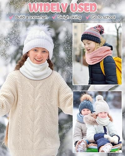 Chicingyou 2 Pack Fleece Neck Warmers for Kids Winter Thick Neck Warmer Cover Knitted Lined Ski Winter Scarf for Boy and Girl thumbnail 6