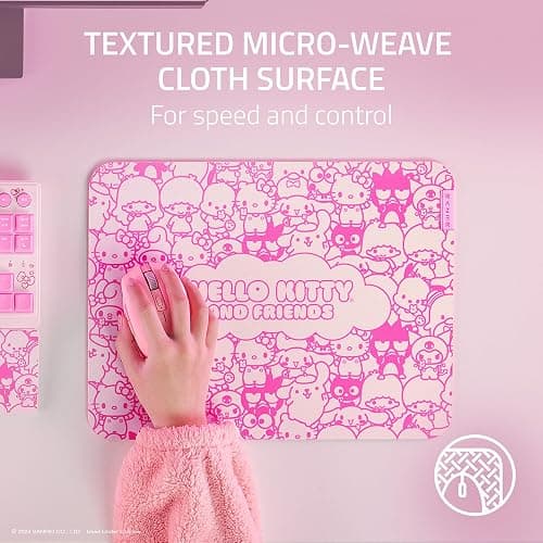 Razer Gigantus V2 Cloth Gaming Mouse Pad (Medium): Textured MicroWeave Cloth Surface - Thick, High-Density Rubber Foam - Non Slip Base - Hello Kitty & Friends Edition thumbnail 2