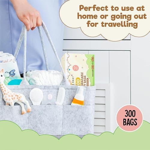 ECO Bambi Baby ™ 100% Biodegradable and Compostable 300 Nappy bags| Antibacterial Diaper Disposal Sacks in Kraft Box | Essentials for Newborn Babies and Young Children thumbnail 4