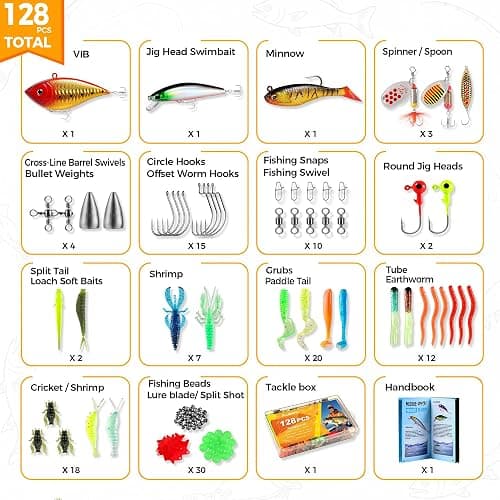 PLUSINNO Fishing Lures, All-in-One Fishing Tackle Box with Tackle Included, Fishing Gear Lure Bait Accessories Kit for Freshwater Bass Trout, Ideal Fishing Gifts for Men, Father & Beginners thumbnail 7