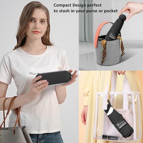 BAODINI Travel Essentials Mini Umbrella for Purse With Case Small Compact UV Sun Protection Lightweight Tiny Pocket Manual Open Close Umbrella for Women Kids and Men Fit Purse Backpack thumbnail 5