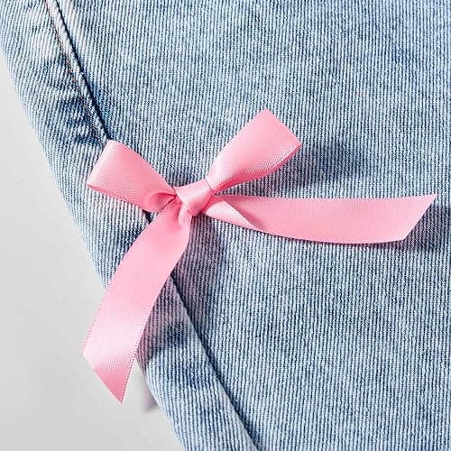 Bow Jeans for Girls Wide Leg Baggy Denim Pants Cute High Waisted Trousers Kids Casual Y2k Streetwear with Pockets 6-14Y thumbnail 5