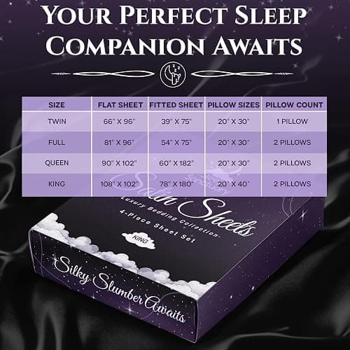 SLEEP SANCTUARY Satin Sheets King Size – 4 Piece Luxury Silky Bed Set, Softer Than Silk, 15" Deep Pocket, Cooling & Wrinkle-Free, Moisture-Wicking & Breathable for Hair & Skin (Black) thumbnail 8