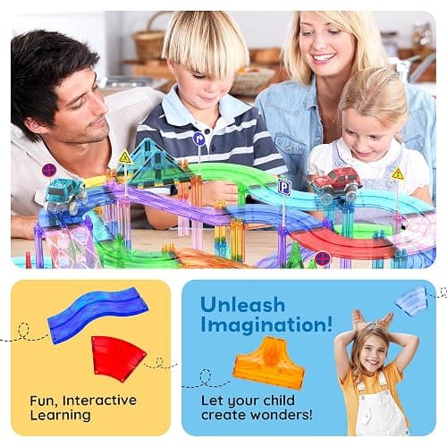 12pcs Race Track Add-On Magnetic Railway 5Styles Building Block Set Magnet Tiles Construction Toy STEM Learning Early Education Toys Blocks Child Brain Development for Kids Age 3+ PTR12 thumbnail 6