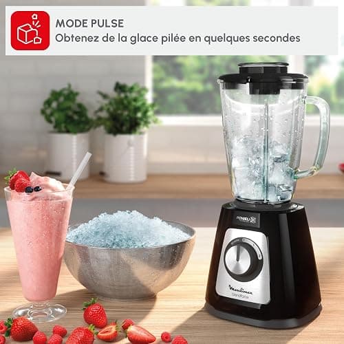 Moulinex - Blender Blendforce Noir 800W Bol verre 1.75 L | Mixeur puissant 800 W pour préparer des smoothies, Sauces et glace pilée - Bol en verre thermorésistant thumbnail 6