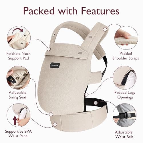 Momcozy Baby Carrier Newborn to Toddler - Ergonomic, Cozy and Lightweight Infant Carrier for 7-44lbs, Effortless to Put On, Ideal for Hands-Free Parenting, Enhanced Lumbar Support, Khaki thumbnail 6