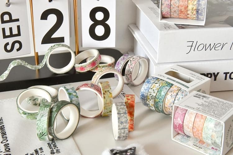 YUBX Flowers Washi Tape Set 60 Rolls Floral Patterns Decorative Skinny Blooms Masking Tapes for Arts, DIY Crafts, Journals, Planners, Scrapbook, Wrapping (Spring) thumbnail 5