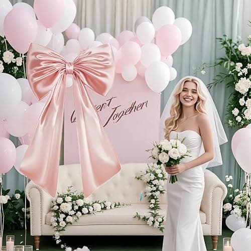 Large Pink Bow for Coquette Room Decor, 40x24 In Satin Ribbon Tie Coquette Birthday Decorations, Giant Pastel Pink Hanging Wall Decor for Ballerina Girl Just Want to Be One (Internal Stability Layer) thumbnail 8
