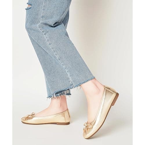 Gasfly Women's Shine Ballet Bow Dressy Flats Round Toe Slip On Foldable Flats Dress Work Shoes for Business Casual Office thumbnail 2