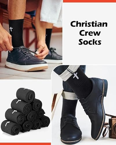 Shihanee 12 Pairs Cross Socks for Men Religious Christian Pastor Elastic Crew Socks Christian Gifts for Men thumbnail 5