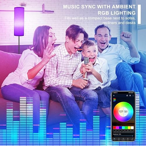 FRIDEKO HOME 2 Pack Floor Lamps for Living Room, Dimmable Colors Temperature & Brightness, 67" Modern Floor Lamp with Remote, Tall Standing Lamps for Kid Room Bedroom Office, Beige Shade 9W RGB Bulb thumbnail 5