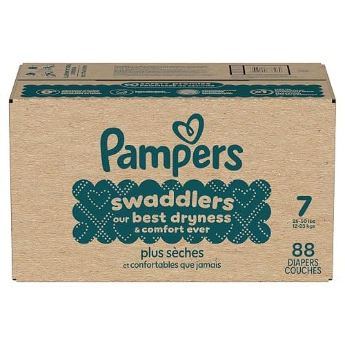 Pampers Swaddlers Diapers, Size 7 (26-50 lbs), 88 Count, Absorbent, Keeps Baby Dry and Comfortable, Skin Safe Disposable Baby Diaper (Packaging May Vary) thumbnail 19