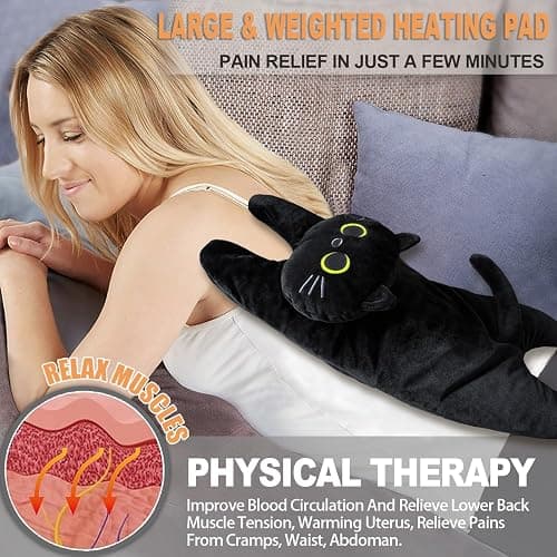 Microwave Heating Pad for Cramps Pain Relief, 19 * 9" Microwavable Heating Pads for Back, Neck Shoulder, Cute Microwave Heating Pad Stuffed Animal, Moist Heat Pack, Lavender thumbnail 4