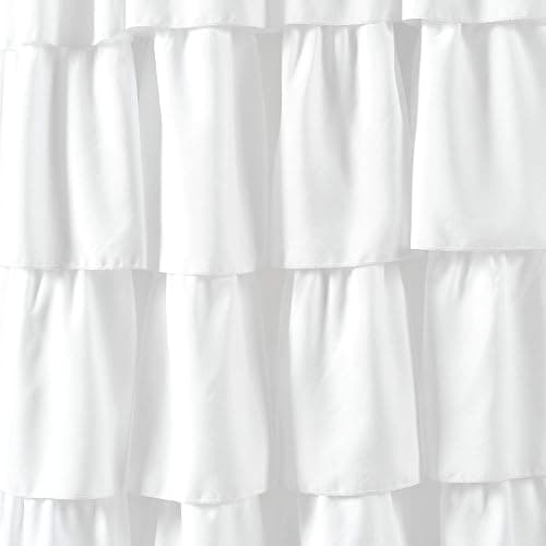 Lush Decor Ruffle Window Curtain - Vintage Chic Farmhouse Style Panel for Living, Dining Room, Bedroom (Single), 50”W x 84"L, White thumbnail 3