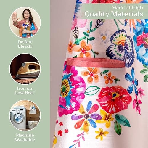 Maison d' Hermine 100% Cotton Apron for women with Pocket Kitchen Chef Apron for Men Cooking Gardening Server Waitress thumbnail 3