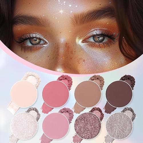 UCANBE 8 Colors Eyeshadow Makeup Palette, Nude Shimmer Matte Metallic Rose Taupe Neutral Eye Makeup Pallet, Natural High Pigmented Blendable Eyes Shadow Travel Size Kit - NOBLESSE thumbnail 5