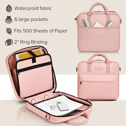 Sturdy 3 Ring Zipper Binder with Shoulder Strap for School - Beautiful 2 Inch Zip Up Binder with Extra Pockets Holds 500 Sheets, Books & Laptop - Easy to Carry Trapper Keeper Made of Premium Fabrics thumbnail 4