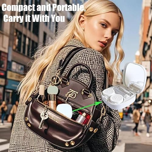 CADEVED Contact Lens Case Kit with Cleaner Washer, Contact Lenses Applicator Removal Tool Kit with Mirror Solution Bottle for Daily and Outdoor Use(White) - White thumbnail 7