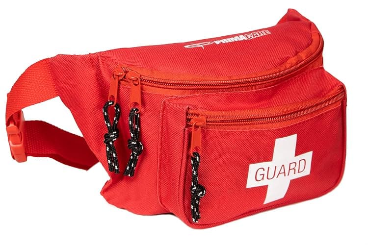 Primacare KB-8005 First Aid Fanny Pack, 8x2x6 Stocked with 75 Pieces Emergency Medical Supplies, Lifeguard Waist Travel Bag with 3 Pockets, Red thumbnail 2