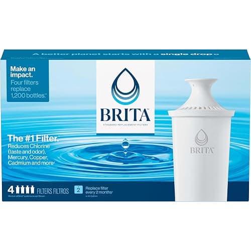 Brita Standard Water Filter for Pitchers and Dispensers, BPA-Free, Reduces Copper, Cadmium and Mercury Impurities, Lasts Two Months or 40 Gallons, Includes 4 Filters for Pitchers thumbnail 12