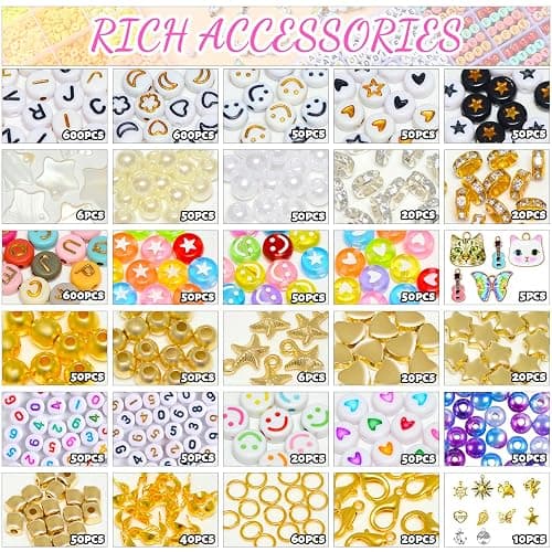 wuzoe Friendship Bracelet Kit, 16888pcs, 96 Colors Polymer Clay Beads & 1200 Letter Beads，Bracelet Making Kit for DIY Jewelry Making&Friendship Bracelet Making thumbnail 3