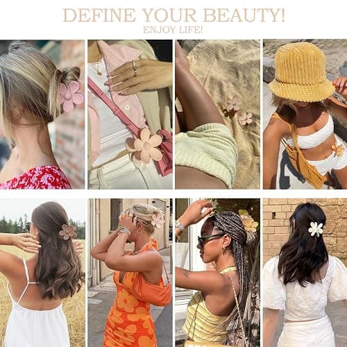 Flower Hair Clips 8PCS, Large Claw Clips for Women Girls Thick Thin Hair, Strong Hold Nonslip Big Dasiy Jaw Clamps Matte Hair Accessories 8 Colors thumbnail 3