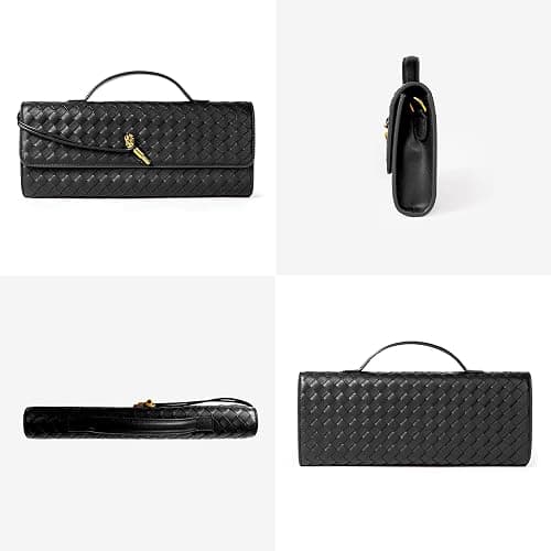 Joryin Woven Purse for Women Evening Clutch Woven Leather Handbags Crossbody Bag Purse Formal Evening Bag, Vegan Leather thumbnail 3