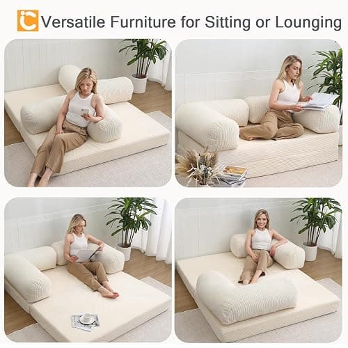 COMAX 4-in-1 Folding Sofa Bed Queen – Convertible Futon Sleeper Mattress Chair Space-Saving Lounge | Foldable Floor Couch | Comfy Guest Bed for Living Room or Bedroom thumbnail 5