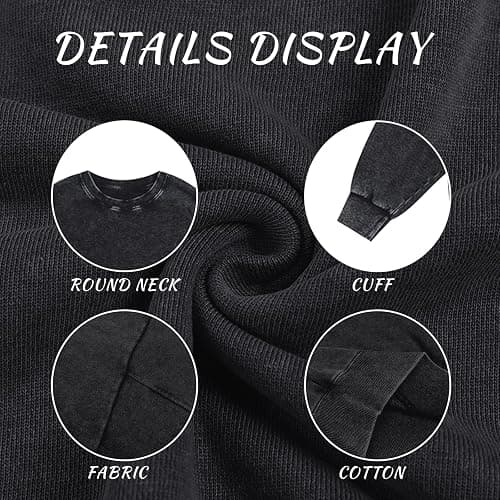 BINTEHGS Mens Oversized Vintage Sweatshirts Acid Wash Plain Crewneck Sweatshirt Streetwear Unisex Distressed Couple Pullover thumbnail 6