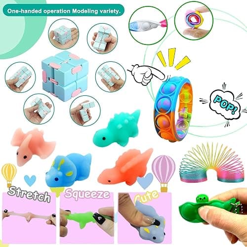 Chennyfun 50PCS Fidget Toys Pack, Sensory Fidget Toys Set, Stress Anxiety Relief Fidget Toy for ADHD Autism, Party Favors Birthday Party Gifts For Kids Teens Adults thumbnail 5